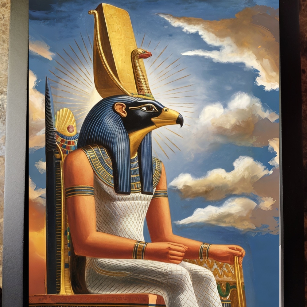 Egyptian God Ra Art Print In A Glass Front Frame 8x10